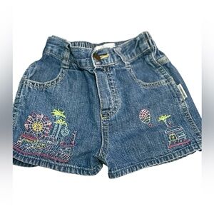 OSHKOSH 12 MONTHS ✨ VINTAGE Embroidered Denim infant Shorts EUC